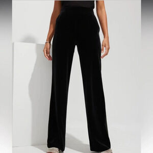 White House Black Market black velvet pants high rise wide leg pull on XS